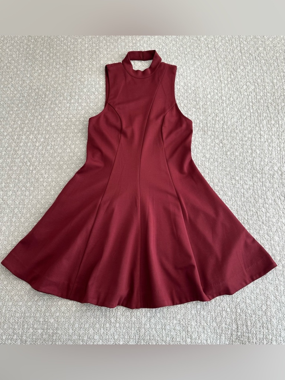 NEW! Free People Layla Ponte Fit & Flare Skater Dress Burgundy Maroon Red Size M